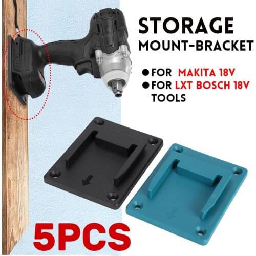 5Pcs Wall Mount Storage Mount Bracket Machine Holder Fixing Devices Electric Tool Fit for Makita LXT for Bosch 18V Battery