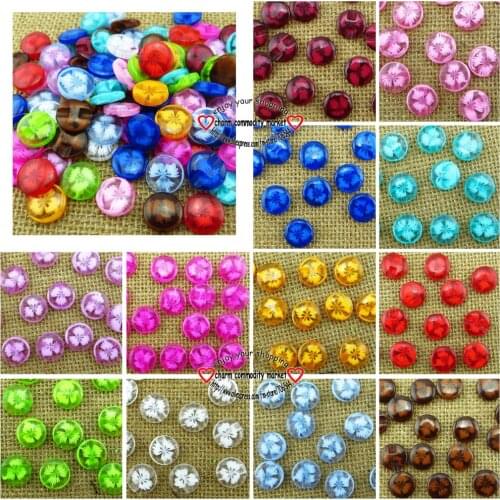 50PCS 14MM colors flower button pattern Dyed RESIN buttons coat boots sewing clothes accessory R-118