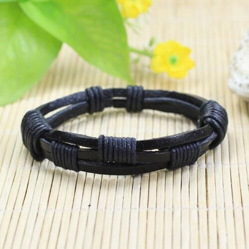 6pcs/lot Wrap Woven Ethnic Tribal Handmade Men Bracelets Male Women Leather Bracelet Men Bangle Wholesale Jewelry Gift J130