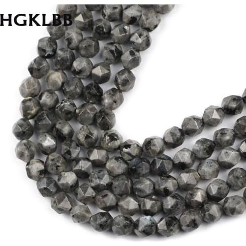 HGKLBB Natural Stone Beads Faceted black labradorite 8MM Loose Spacers beads for Jewelry making DIY bracelets necklace Findings