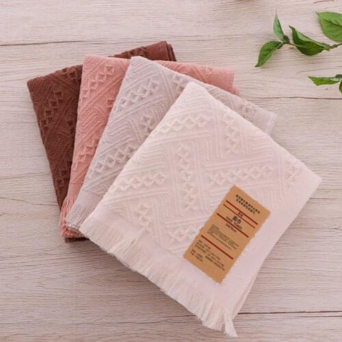Household Pure Color Cotton Towel Bath Towel Fringed Lace Bathroom Absorbent Soft Skin-friendly Face Wash Towel Bath Towel