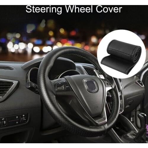 Car Steering Wheel Cover Braid On The Steering Wheel Microfiber Skid-Proof Cover Entire Single Connector 36-38cm Car-styling