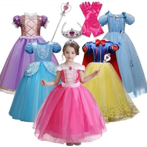 Kid Girls Princess Dress Cosplay Tutu Frocks Halloween Princess Costume Birthday Party Carnival Vestidos For Little Girls