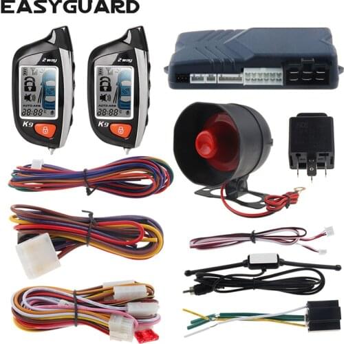EASYGUARD 2 way car alarm keyless entry system car alarm remote engine start timer engine start lcd pager display shock alarm