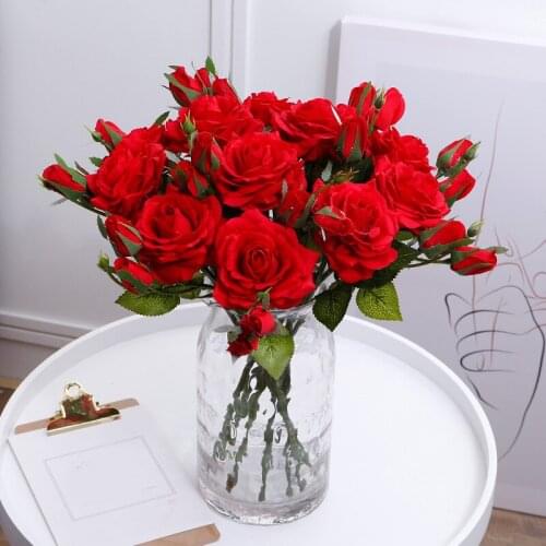 Rose Artificial Flowers Fake Flowers Wedding Bouquet Plastic Rose Flower For Home Decoration Fake Flowers Faux Party Romantic