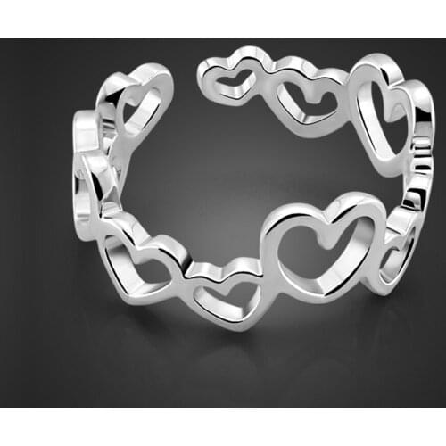 Hot Sale Fashion Solid Silver Ring Charm Woman 100% 925 Sterling silver Hollow Heart Ring Girl Childrens Jewelry Gift
