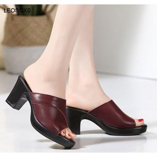Large Size Summer Fashion New Womens Sandals Thick Middle Heel 3-5CM Casual Elegant Open-toed Slippers