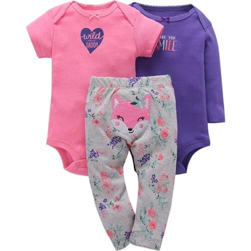 Cute baby girl outfit long sleeve bodysuit+pant floral summer 2020 newborn boy clothes infant clothing set new born suit cotton