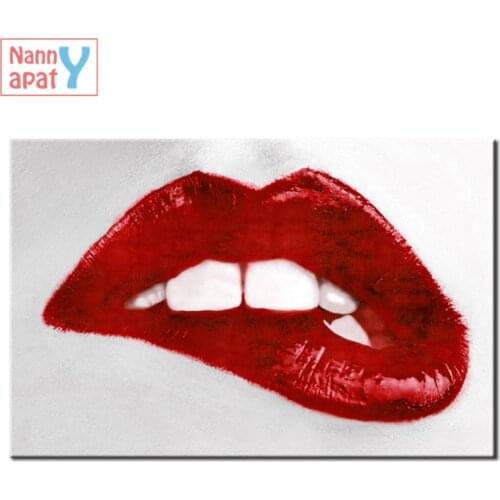 Fashion Cool Red Lips Mouth Canvas Painting Print Poster Wall Art For Office Living Room Bedroom Girls Living Room Home Decor