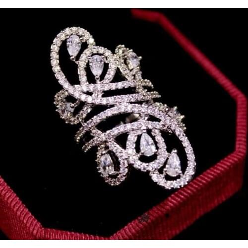 Fashion Big ring White Gold Filled S925 Female Finger Engagement Wedding Band Rings for women men AAAAA zircon Stone cz Jewelry