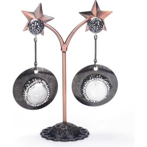 Trendy Women Rhinestone Freshwater Pearl Drop Dangle Earrings New Arrival Wholesale Hotsale Charm Jewelry Femanino