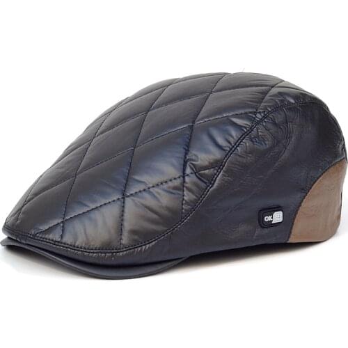 Mens Flat Cap Warm Thick Winter Imitation Silk Cotton Beret Gatsby Newsboy Lvy Irish Hats Driving Cabbie Hunting Cap