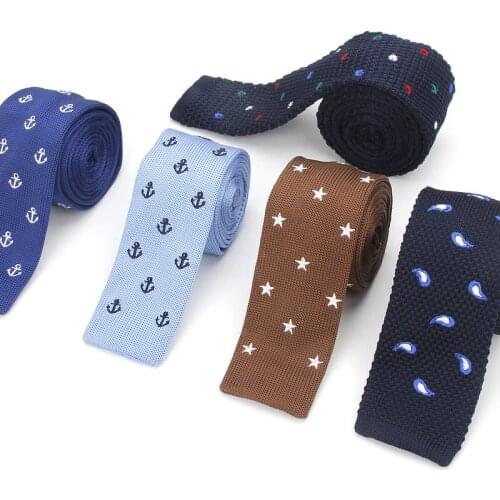 Mens Knit New Design Embroidered Knitted Ties For Men Fashion Necktie Gravata Star Wedding Pattern Cravate Knitting necktie