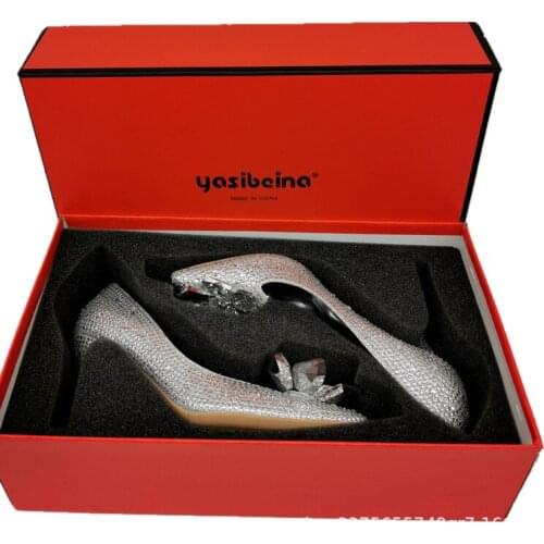 New Women Pointed Toe Pumps Solid Color Thin High Heels Wedding Women Shoes Sequined Cloth Slip On 7CM Pointed Toe Rhinestones