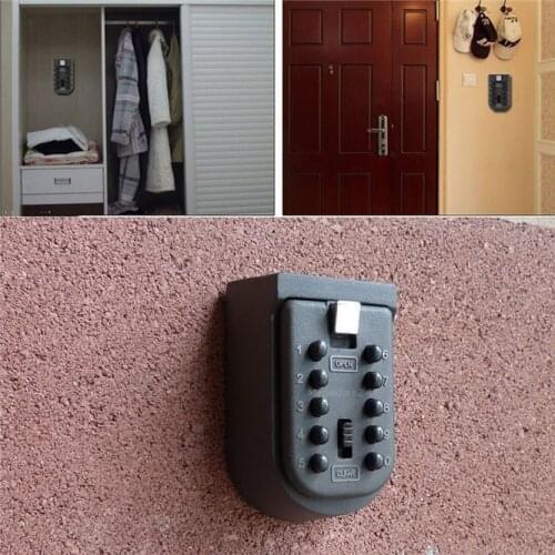 NEW Wall Mounted Outdoor Key Storage Lock Box 10 Digit Push-Button Combination Password Key Safe Box Resettable Code Key Holder