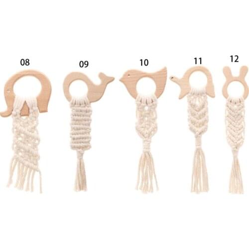 Organic Macrame Teether Boho Teething Ring Baby Sensory Toy Natural Cotton Teething Toy Gender Neutral Baby Toy