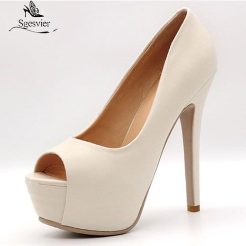 Sgesvier 2021 Big Size 33-43 Ladies High Heels Shoes Genuine Leather Pumps Women Summer Shallow Platform Party Wedding Shoes