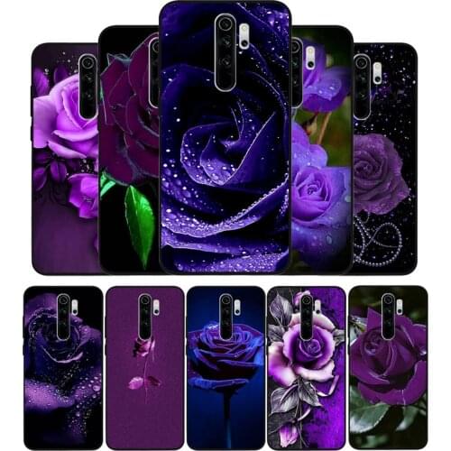 Purple rose black Silicone Phone Case For Redmi note 8 7 Pro S 8T for redmi 9 7A Cover