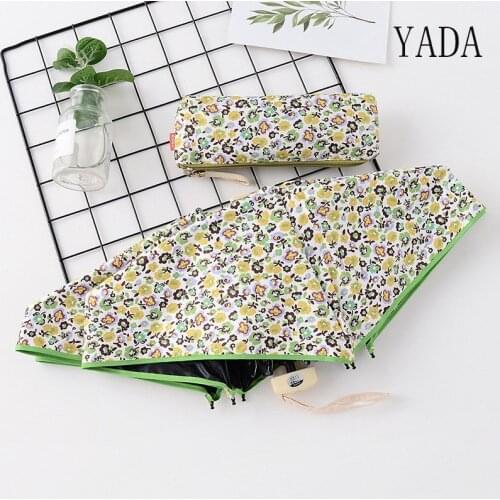 YADA Stock Plant Flower Umbrellas Rainy Pocket Light 4 Folding Umbrella For Women UV Mini Manual Flat Handle Umbrella YS200024