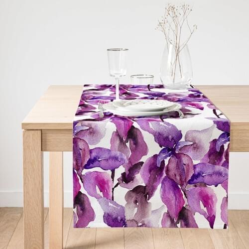 Realhomes Water Color Leaf Themed Digital Printed Modern Suede Runner