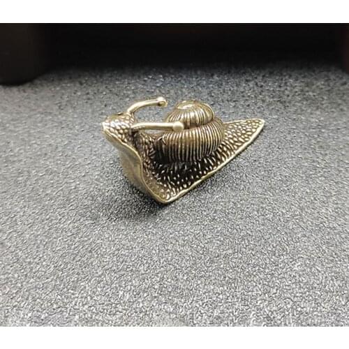 Pure Brass Snail Figurines Miniature Simulation Animal Statue Desk Ornament Table Tea Pets Antique Copper Crafts Home Decors