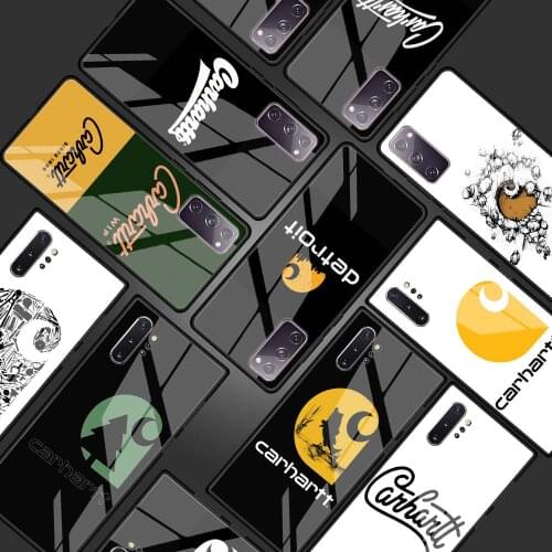 Famous brand carhartts Glass Phone Case for Samsung Galaxy S21 S20 FE S10 Note 10 20 Ultra 5G 9 S9 Plus S10e Cover Coque