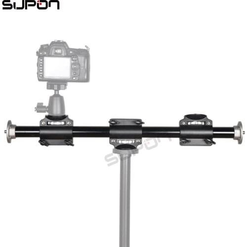 SUPON 3/8 " Aluminum Top Shoot Tripod Head Bracket Arm for 4 Heads Head Cross Arm Mount Bracket Professional Photography Studio
