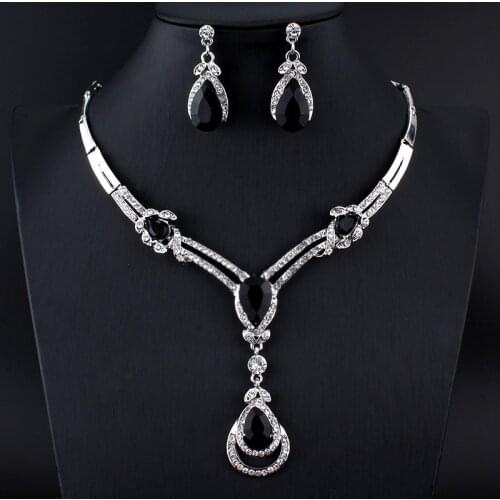 Jiayijiaduo Bridal Wedding Jewelry Set Crystal Necklace Earring Set for Women Jewelry Accessories Gifts