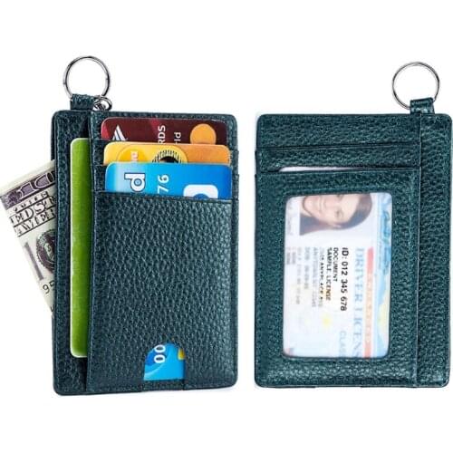 Slim RFID Blocking Wallet Coin Purse Money Credit Card Holder Key Ring Front Pocket Case Organizer Bifold and Portable
