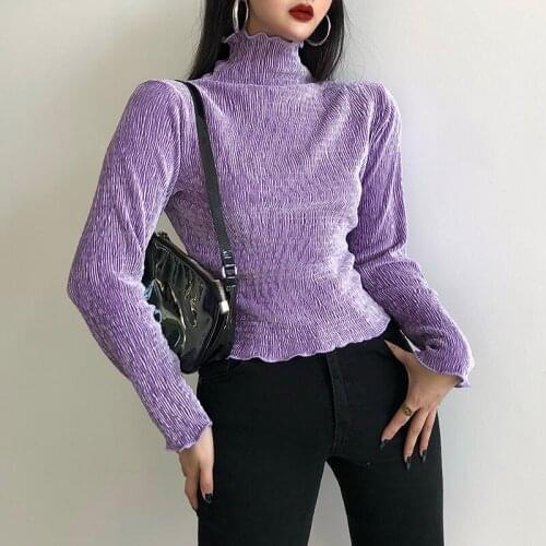 Women Fashion Long Sleeve High Collar Top Casual Solid Color Top for Ladies Female Hight Collar Sweaters Autumn Winter Clothes