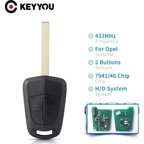 KEYYOU H / D System 433MHz Smart Car Remote Key Fob For Opel Vauxhall Astra H 2004 - 2009 Zafira B 2005 - 2013 2 Buttons PCF7941