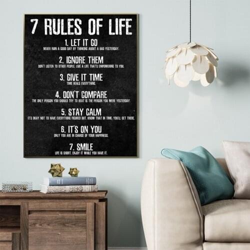 Inspirational Posters 7 Rules of Life Observe Your Ideas and Prints Canvas The Wall Classroom Living Room Decoratio Wall Decor