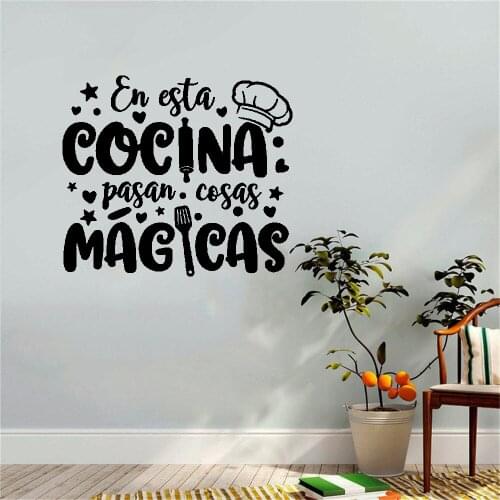 Magic Kitchen in Spanish Wall Sticker Spainsh Quote Wall Decal Home Decor For Living room Bedroom Vinyl RU4030