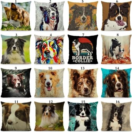 XUNYU Cute Border collie Cushion Cover Home Decorative Sofa Pillow Case 45x45cm DWG025