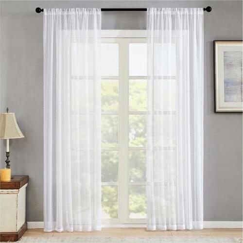 Washable Sheer Curtains Modern White Window Screens Durable Transparent Tulle Curtain for Bedroom Living Room Home Decoration