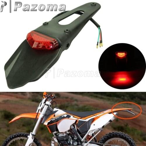 12V Motorcycle LED Brake Tail Light Rear Fender MX Enduro Supermoto Motocross Rear Mud Guard For CR EXC WRF 250 400 426 450
