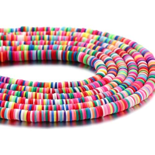 15Inch 4-8 mm Flat Round Clay Beads Polymer Mixed Colors Spacer Loose Beads For Bracelet DIY Jewelry Making Supplies Components