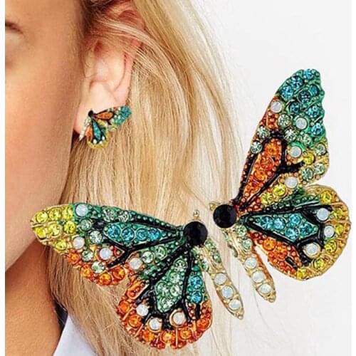 2020 New European And American Fashion Personality Short Butterfly Ear Nail Color Drill Party Accessory Ear Nail