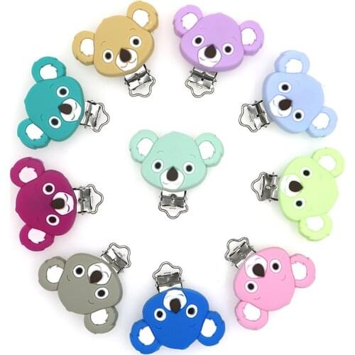 3pc Silicone Pacifier Clip Koala DIY Baby Teething Teether Necklace Bead Tool Nurs Gift Round Heart Accessories