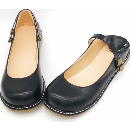 AGODOR Comfortable Mary Jane Womens Flats Closed Toe Girls School Flat Heel Ballet 2020 Spring Ladies Shoes Black Plus Size