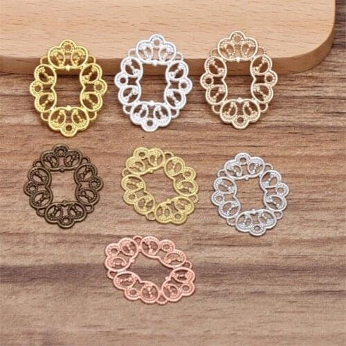 SIXTY TOWFISH 20 Pieces DIY Jewelry Accessories 27*21mm Handmade Materials Charms Brass Flower Filigree Flower Slice