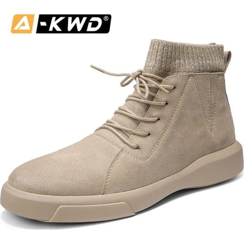 Fashion Socks Boots High Top Sneakers Man Casual Suede Men Snow Boots Winter Boots for Men Lace-up Snowboots Bottes Hiver Homme
