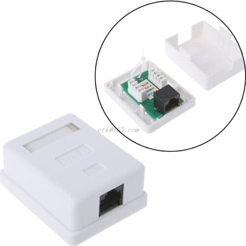 Cat6 RJ45 8P8C Wall Coupler Jack Adapter UTP Unshielded Single Port Desktop Mount Box White