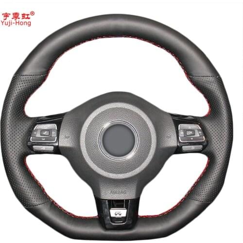 PONSNY Car Steering Wheel Covers Case for VW Golf 6 GTI MK6 VW Polo GTI Scirocco R Passat CC R-Line 2010 Artificial Leather