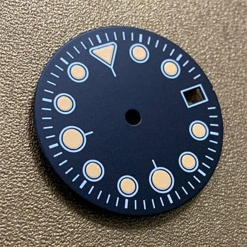28.5MM Diameter Watch Dial Green Luminous Wristwatch Dial for NH35/NH36 Watch Movement Repair Accessories