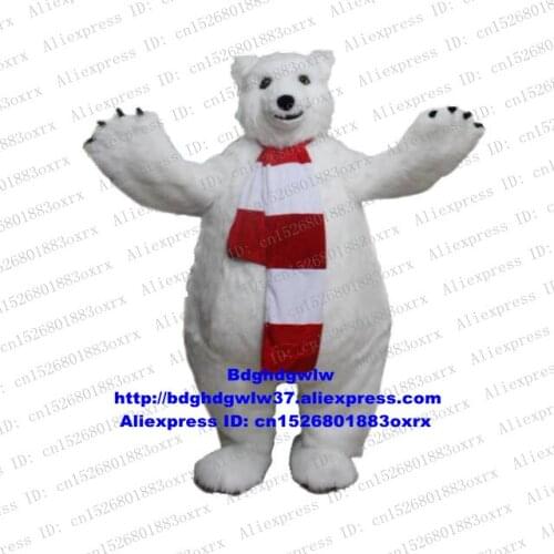 Long Fur White Sea Bear Polar Bear Mascot Costume Adult Cartoon Character Outfit Suit Image Ambassador World Exposition zx1002