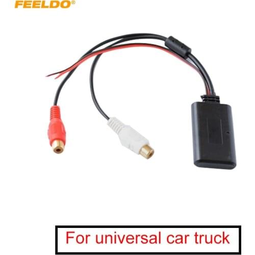 FEELDO 1PC Universal Car CD Wireless Bluetooth Module Audio AUX Adapter with 2-RCA Male AUX IN Music Input Wireless AUX Cable