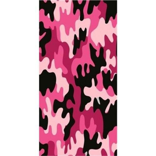 Hot Pink Black Camo Pattern Beach Lightweight Beach Towel Camouflage Fabric Camp Spa Swimming Towel Hair Head Dry 70X