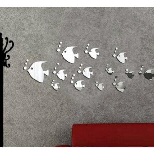 Europes best-selling 3 d acrylic mirror sitting room adornment bedroom setting wall posts Bubble fish mirror wall stickers