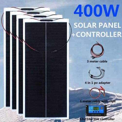 New ETFE Flexible Solar Panel Kit 400W 300W 200W 100W Battery Charger Photovoltaic Panels with Controller for Car Boat Camping